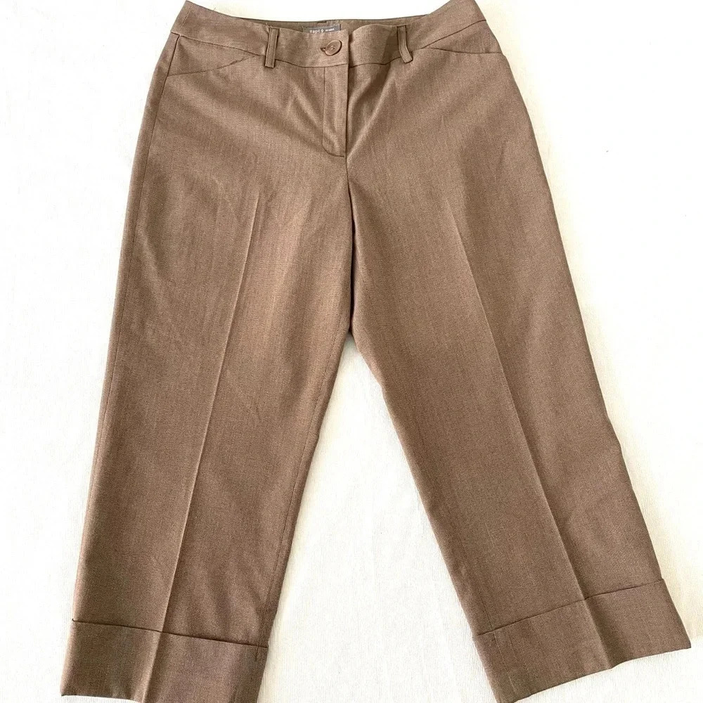 Apt.9 Dress Pants Women’s Maxwell Brown Cropped Sz 6 Slacks Cuffed Hem Workwear